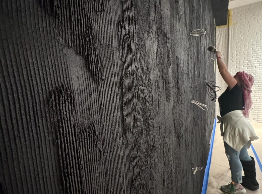 Textured Black Wall Installation