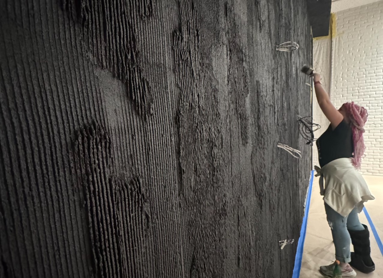 Textured Black Wall Installation